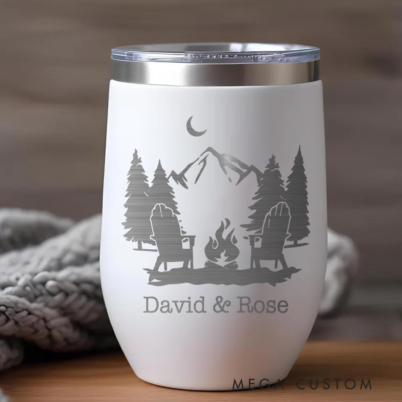 Personalized Camping Wine Tumbler Outdoor Campfire Tumbler Hiking & Camping Mug Coffee Cup Gift for Outdoor Campig Lover