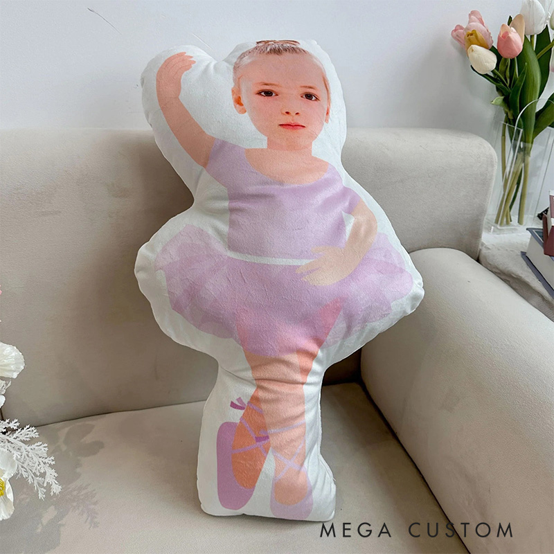 Personalized Cute Little Ballerina Shaped Pillow Dancing Photo Pillow Dance Lover Gift for Kids Friend Granddaughter