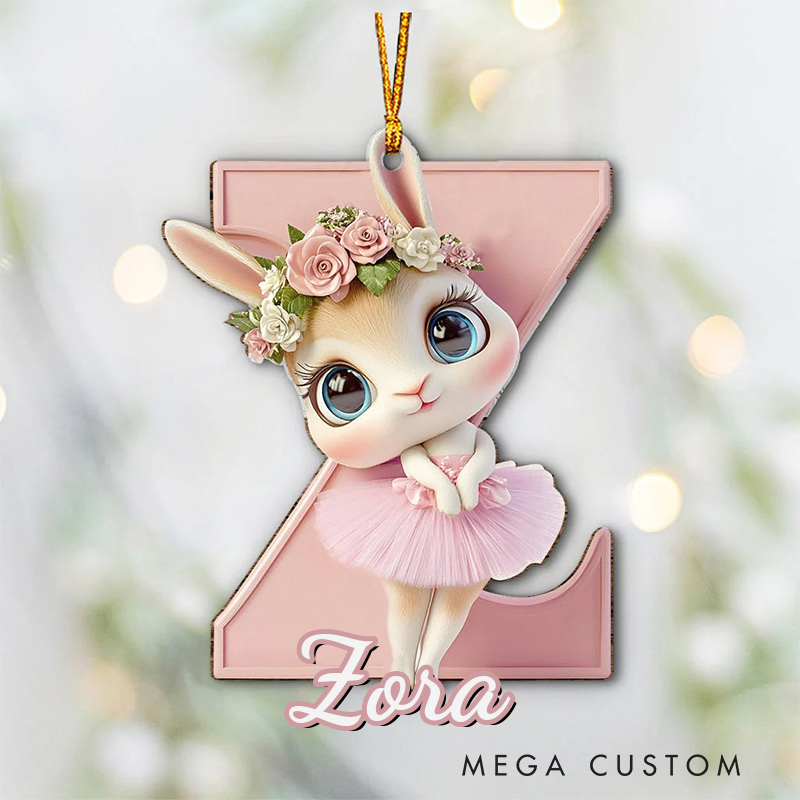 Personalized Ballet Bunny Alphabet Christmas Acrylic Ornament Dance Lovers Christmas Gift Dancer Xmas Gift Christmas Decor