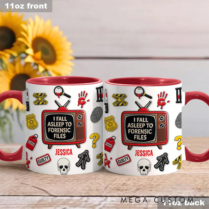 Personalized 3D Effect I Fall Asleep Crime Watching Mug TV Show Mug Movie Lover Gift for Friend Birthday Gift