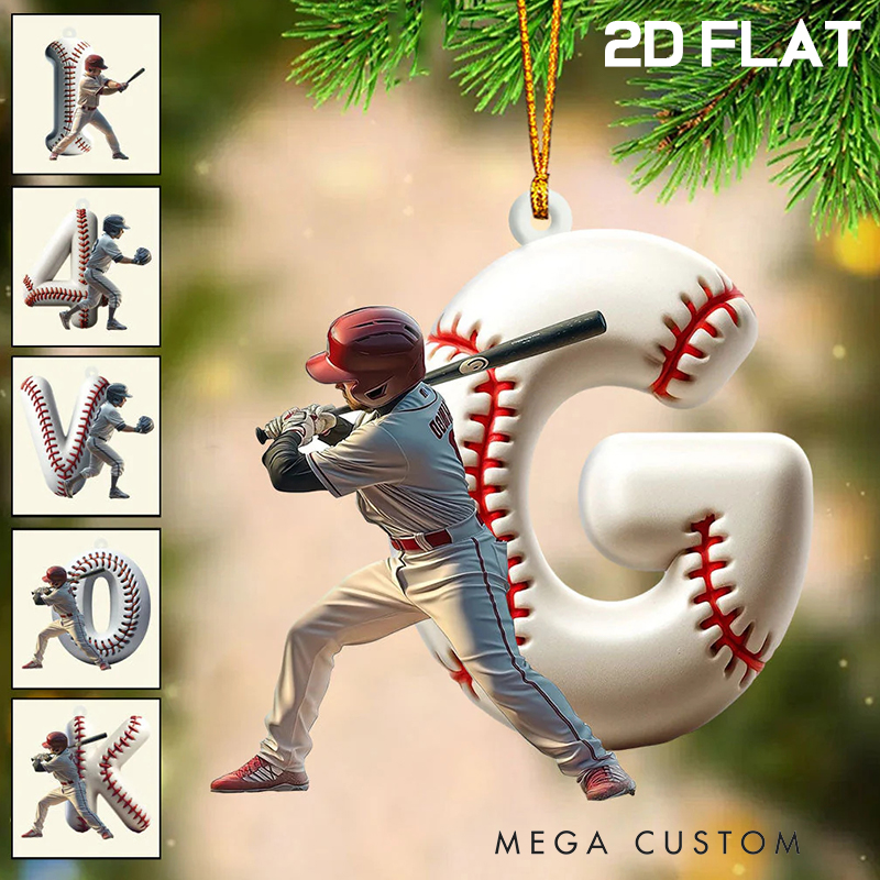 Personalized Acrylic Baseball Christmas Ornament Best Player Ever with Customizable Letters and Numbers