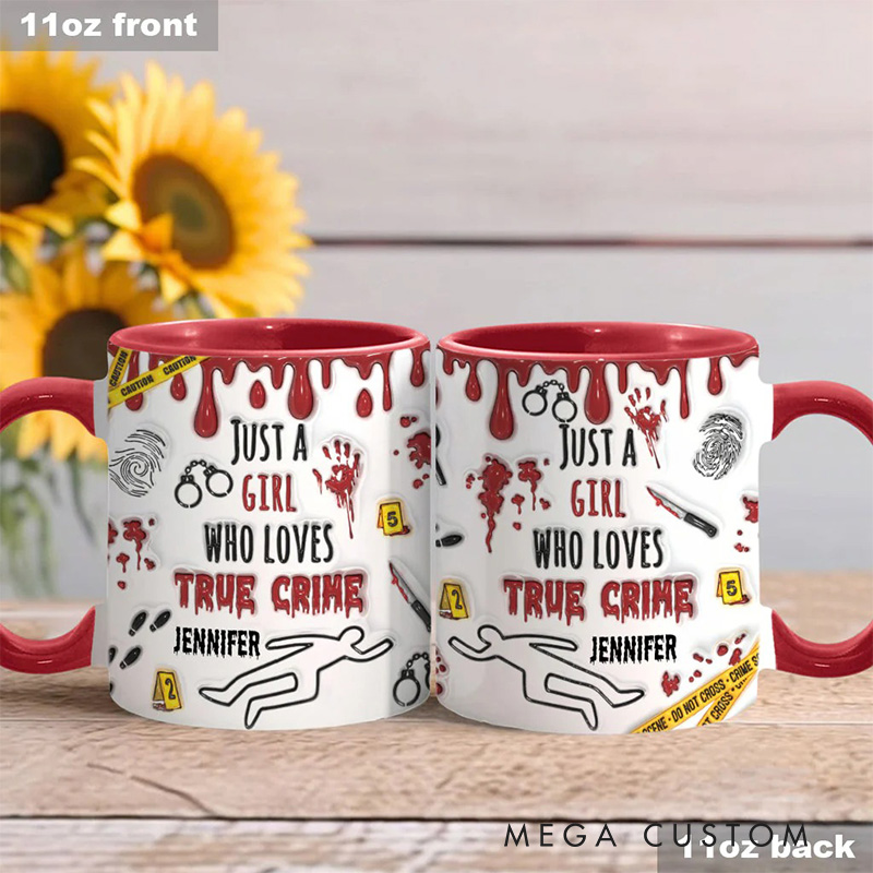 Personalized 3D Effect Just A Girl Who Loves True Crime Mug TV Show Mug Movie Lover Gift for Friend Birthday Gift