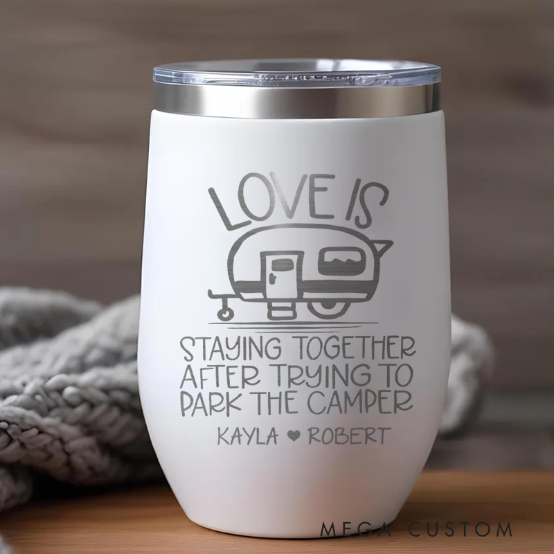 Personalized Couples Camping Wine Tumbler Camping Mug Coffee Cup Gift for Outdoor Adventures Campig Lover