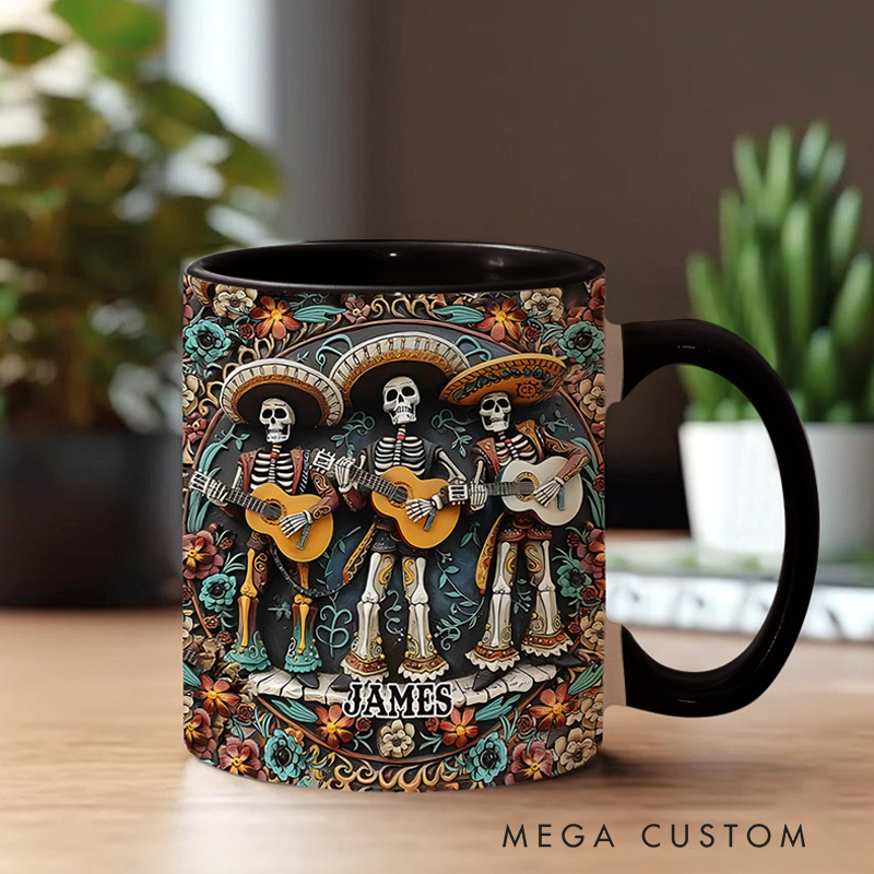 Personalized Name Skeleton Trio Mug Skull Accent Mug
