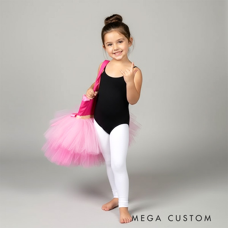 Personalized Dance Bag with Double Tutu Ruffles and Bow Wedding Flower Girl Tutu Bag Gifts Pink Tutu Dance Bags