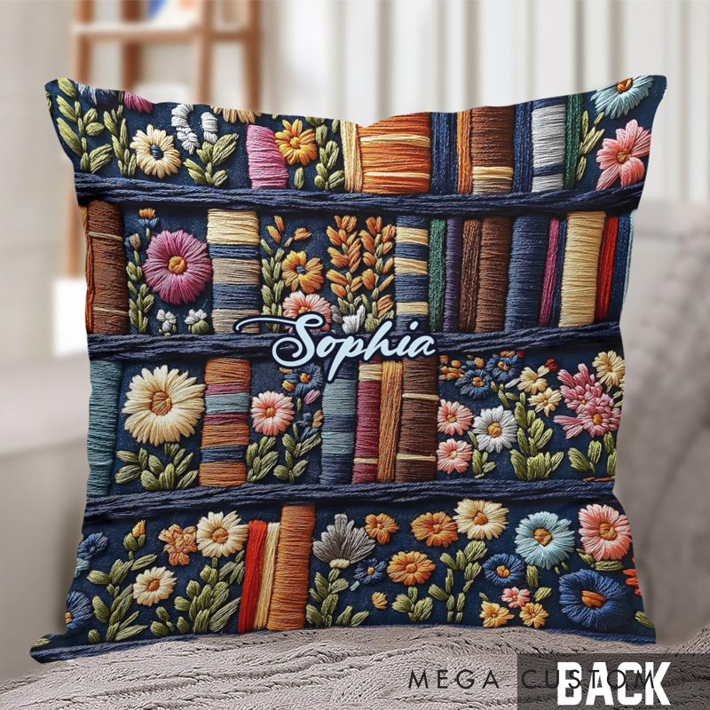 Personalized Bookish Reading Lover Throw Pillow with Name Floral Bookish Pillow Cover with Names for Book Lovers Readers Bookworm Gift