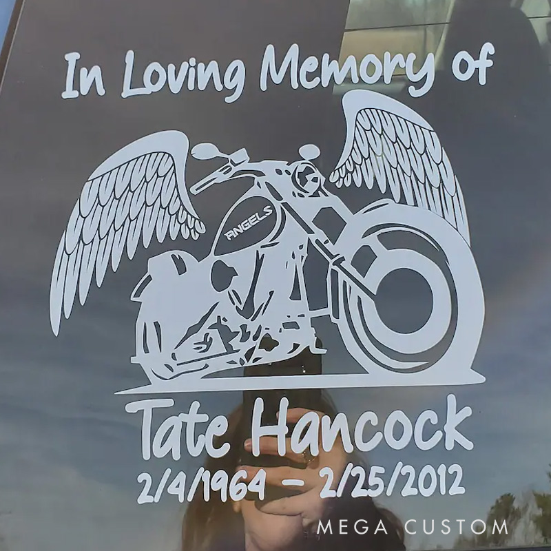 Personalized Memorial Decal Sticker for Car Window In Loving Memory Decal Motorcycle Memorial Decal Sympathy Gift