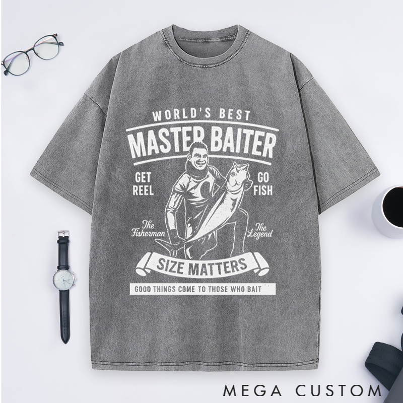 Personalized Funny Fishing T-Shirt World's Best Master Baiter T-Shirt Fishing T-Shirt Perfect Gift for Fishermen Comfortable Outdoor Fishing Apparel
