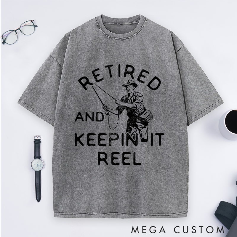Personalized Retired and Keepin' It Reel T-Shirt Funny Fishing T-Shirt for Retirees Comfortable Outdoor Fishing Apparel Perfect Gift for Fishermen