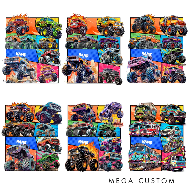 Personalized Truck Off-Road Vehicle Design Multicolor Kid T-shirt Sweatshirt Hoodie with Name Birthday Christmas Gift for Girls Boys