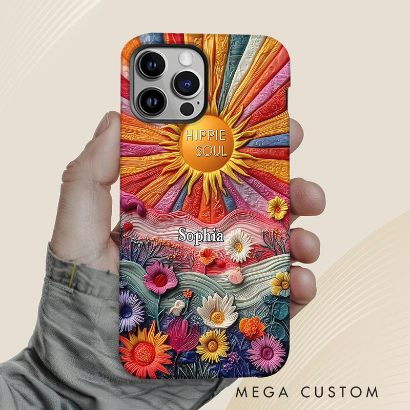 Personalized Hippie Full Print Phone Case Hippie Lover Gifts Colorful Hippie Phone Case Bohemian Phone Case