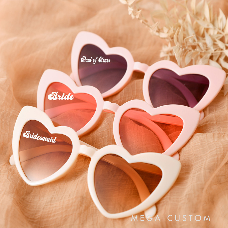 Personalized Heart Shaped Glasses Custom Party Heart Shaped Sunglasses Party Souvenirs Girls Trip Gifts