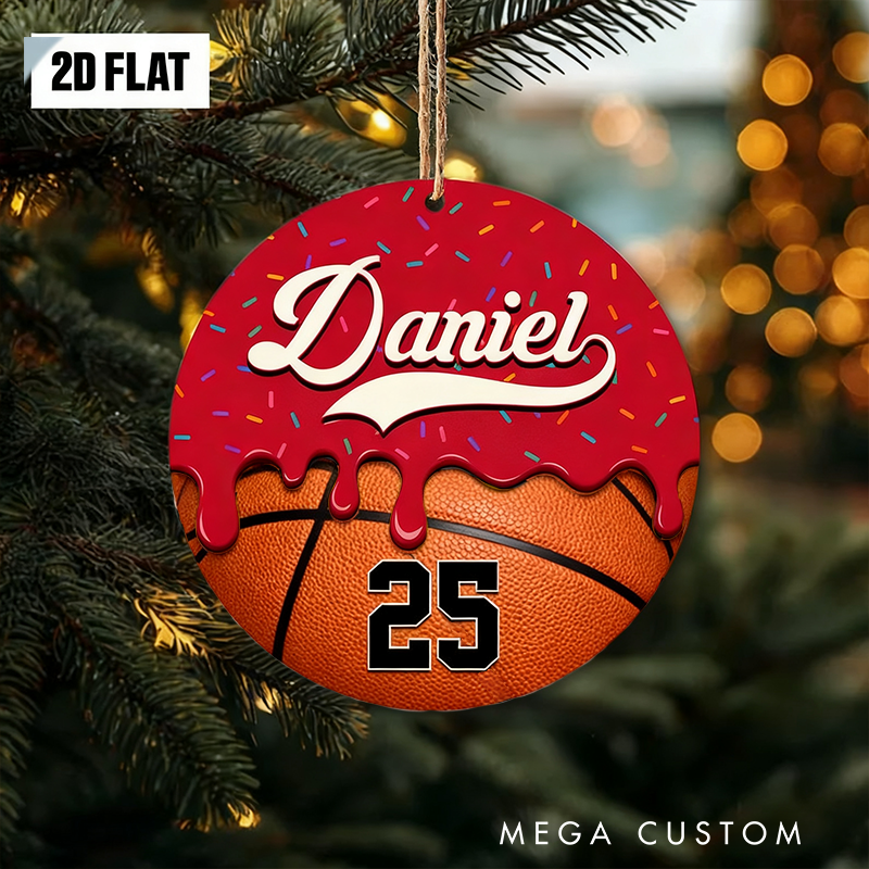 Personalized Basketball Christmas Ornament with Custom Name and Number