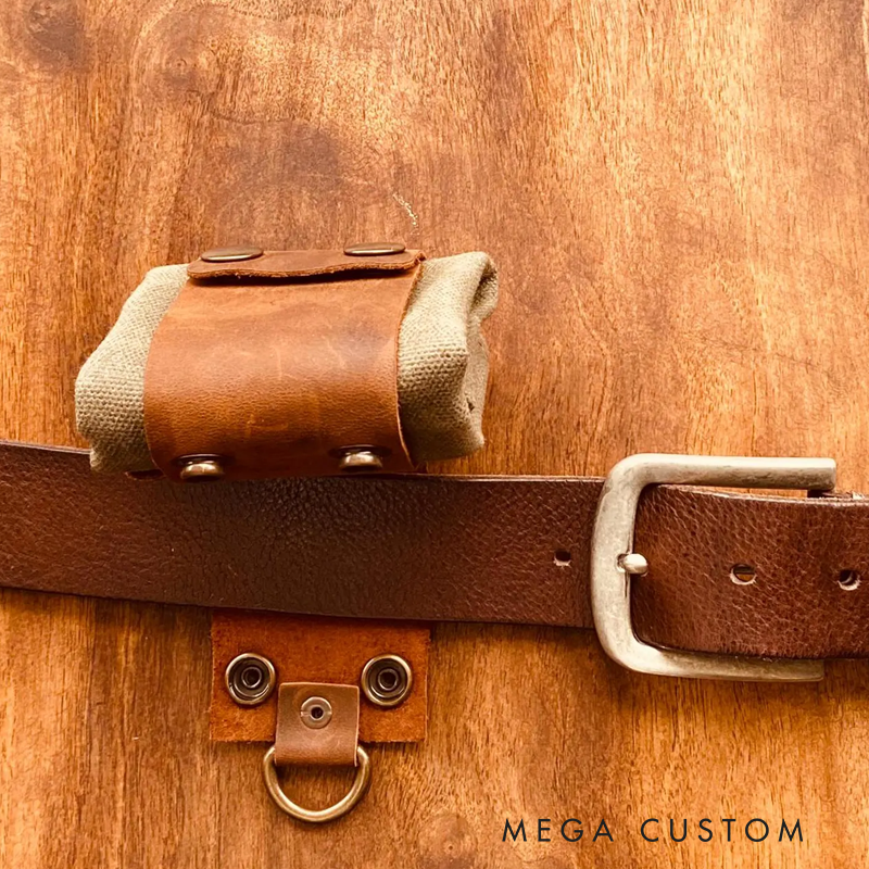 Personalized Leather Foraging Pouch Custom Outdoor Adventurers Bag Foldable Hiking Belt Bag Gift for Outdoor