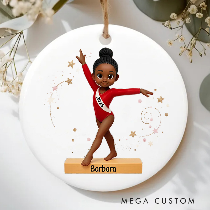 Personalized 3D Effect Gymnastic Girl Christmas Ceramic Ornament Dance Lovers Christmas Gift Dancer Xmas Gift Christmas Decor