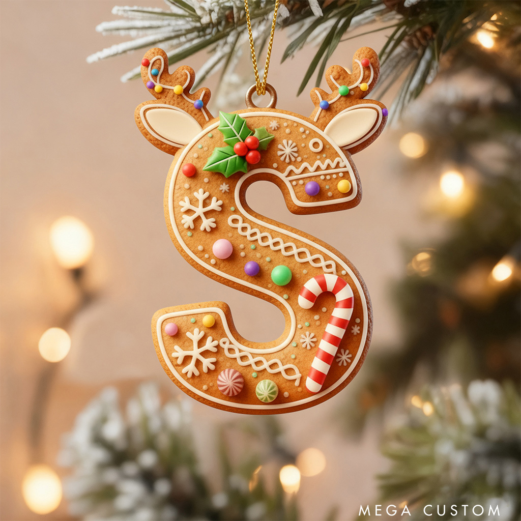 Personalized Alphabet Cookie Christmas Ornament Baking Holiday Decor Custom Cookie Family Ornament for Baker Xmas Gift