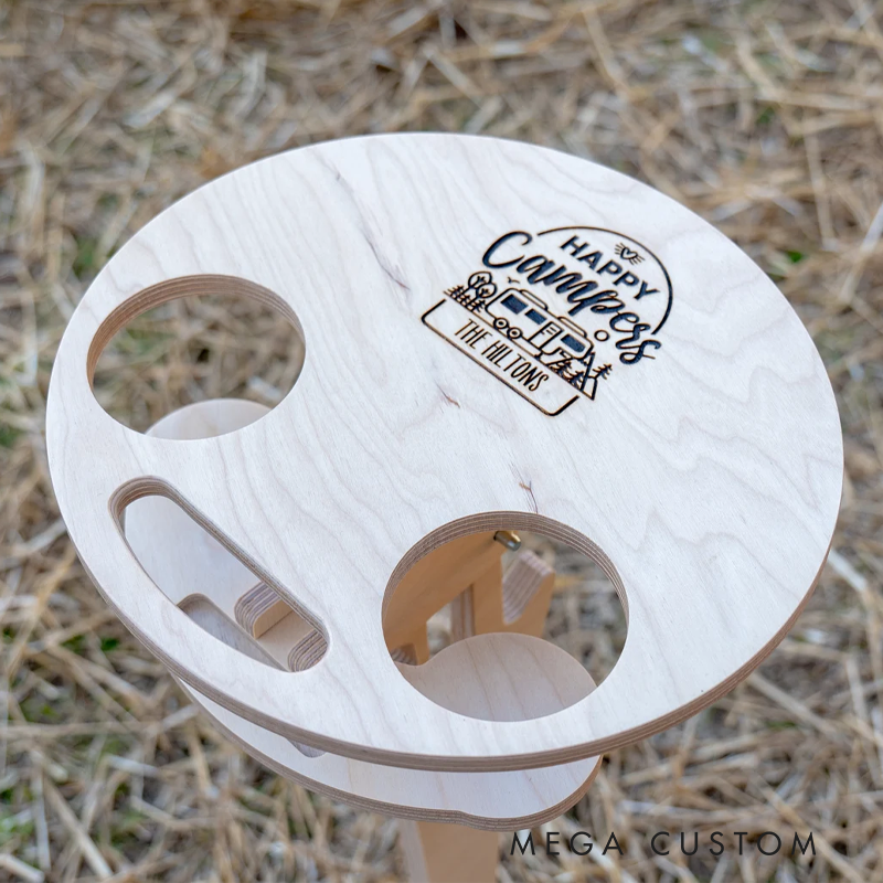 Personalized Portable Beer Table Rv Accessories Outdoor Camping Gift for Men Happy Camper Glamping