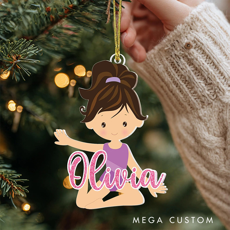 Personalized Cute Cartoon Gymnastic Girl Christmas Acrylic Ornament Dance Lovers Christmas Gift Dancer Xmas Gift Christmas Decor