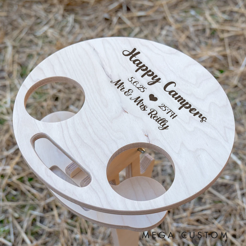 Personalized Wooden Camping Table Portable Beer Table Happy Campers Rv Accessories