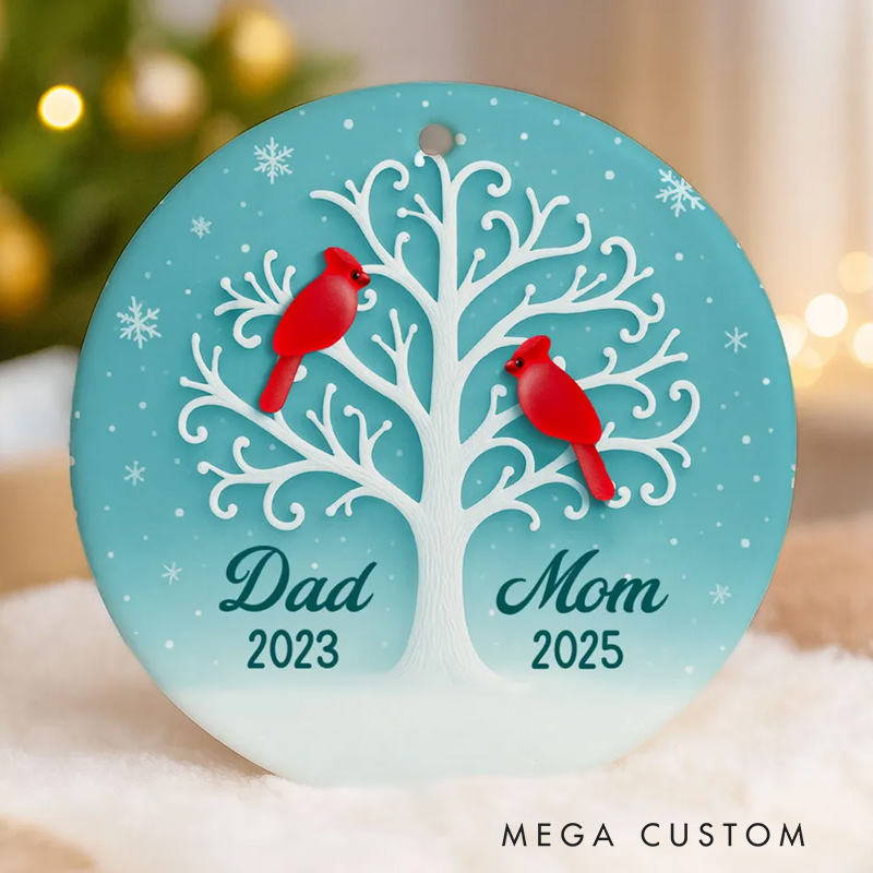 Personalized Ceramic Ornament 3D Sea Glass Effect Cardinal Memorial Tree Ornament Sympathy Gift for Family Memorial Keepsake