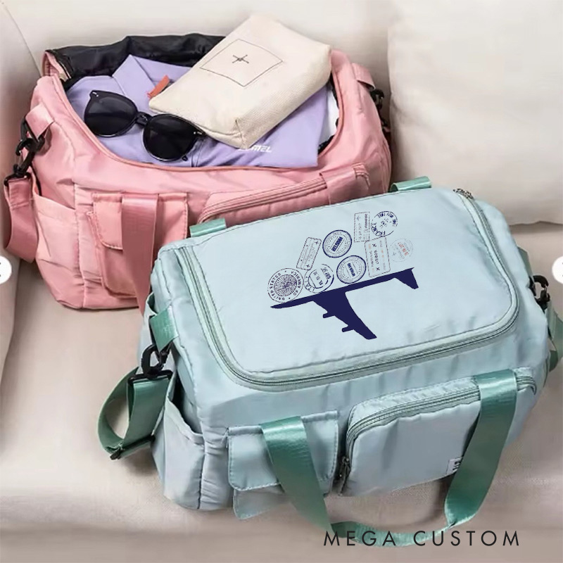Personalized Travel Stamps Travel Bag Gift for Travel Enthusiasts 