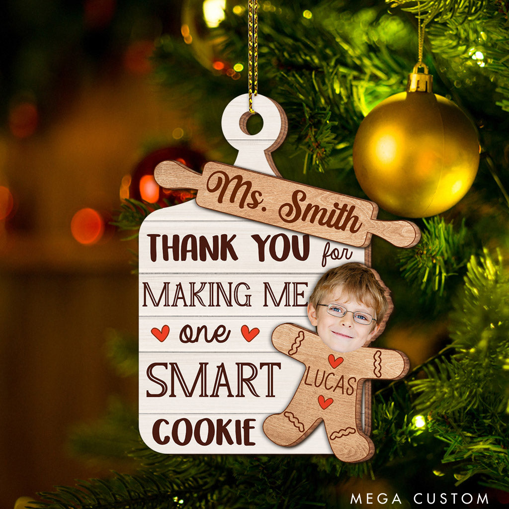 Personalized Thanks For Making Me One Smart Cookie Christmas Ornament Baking Holiday Decor Custom Photo Cookie Family Ornament for Baker Xmas Gift