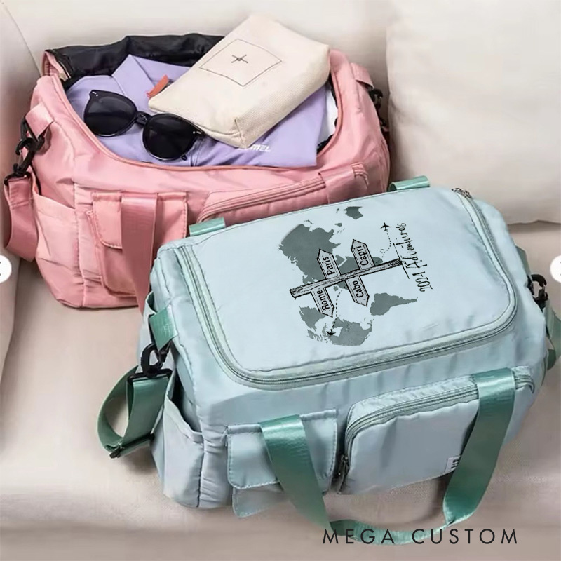 Personalized Travel Adventure Location Travel Bag Gift for Travel Enthusiasts 