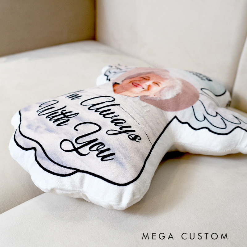 Personalized Angel Pillow Custom Photo I'm Always With You Throw Pillow Remembrance Gift for Loss of Loved One Sympathy Gift