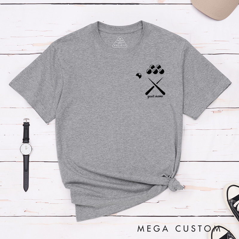 Personalized Billiards, Pool, and Snooker T-Shirts Featuring a Unique Design with Your Name