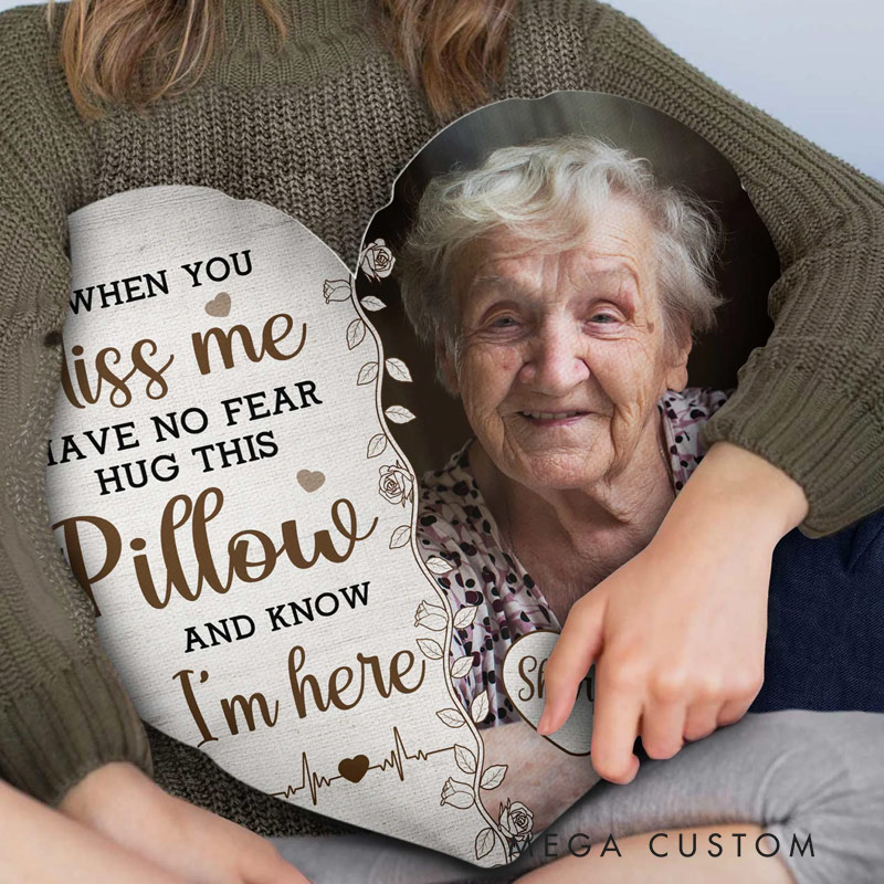 Personalized Photo Custom Shaped Memory Pillow Hug This and Know I'm Here Remembrance Gift Sympathy Gift