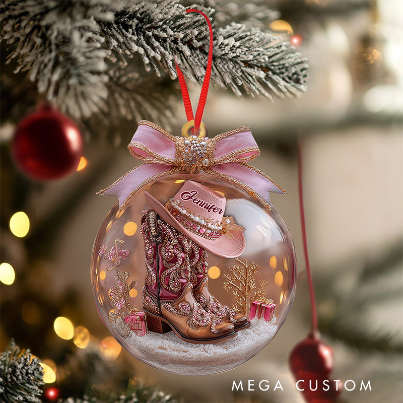 Personalized Cowgirl Boots Ornament Gift For Cowgirl