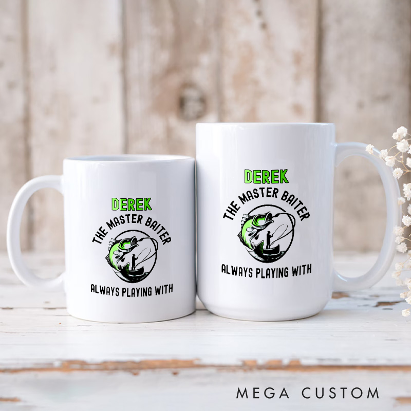 Personalized Fishing Mug Master Baiter Mug Fisherman Gift Idea Fishing Gift Fishing Mug Funny Present Angler Custom Gift for Anglers Fishermen and Tackle Lovers