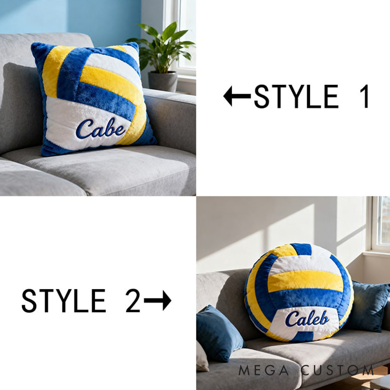 Personalized Volleyball Pillow with Custom Name for Kids and Sports Fans  