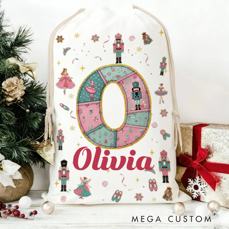 Personalized Nutcracker Ballet Monogram Christmas Sack for Dance Lovers Santa Sack Christmas Gift Bag for Kids