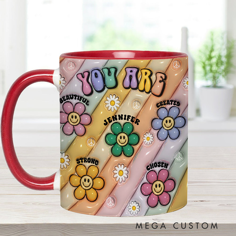 Personalized Hippie Accent Mug You Are Beautiful Strong Victorious Enough mug for Holiday Decor Family Gifts and Party Favors