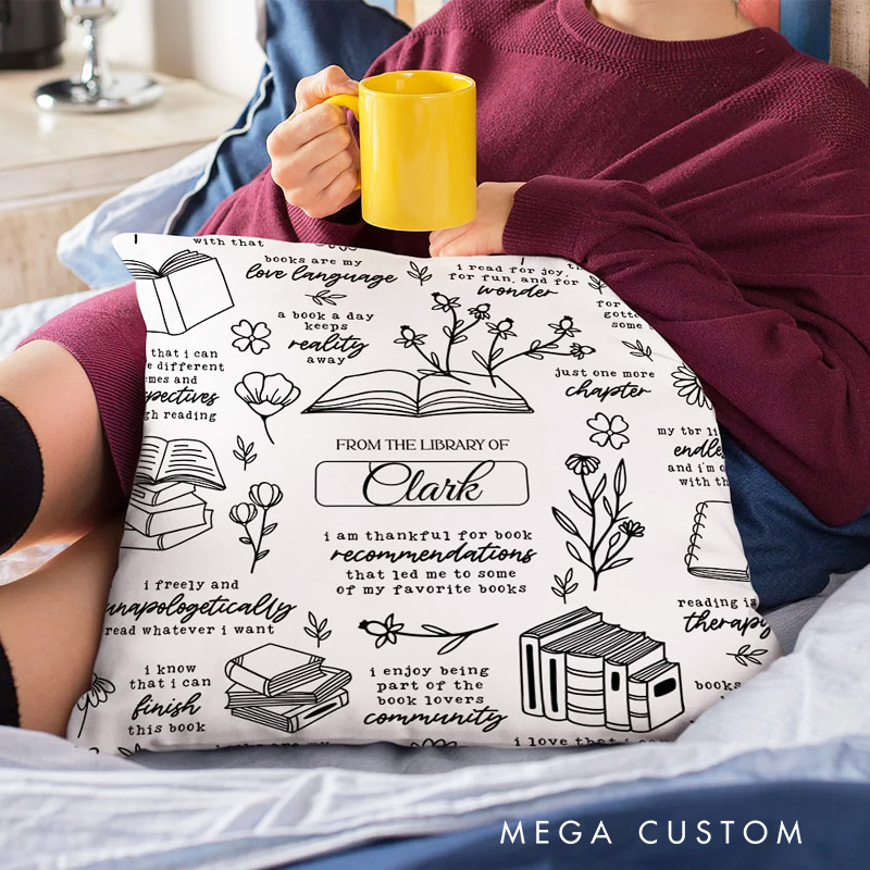 Personalized I am Thank for Book Throw Pillow with Name Bookish Pillow Cover with Names for Book Lovers Readers Bookworm Gift