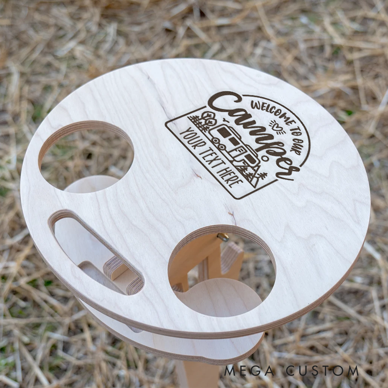 Personalized Happy Campers Portable Beer Table Custom Portable Beer Table Rv Accessories Gift for Outdoor Camping Lover