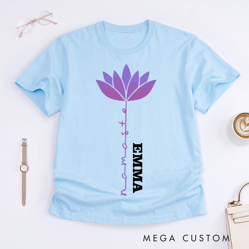 Personalized Yoga Lotus T-shirt Yoga Sports T-shirt Yoga Instructor T-shirt Women Yoga Gift