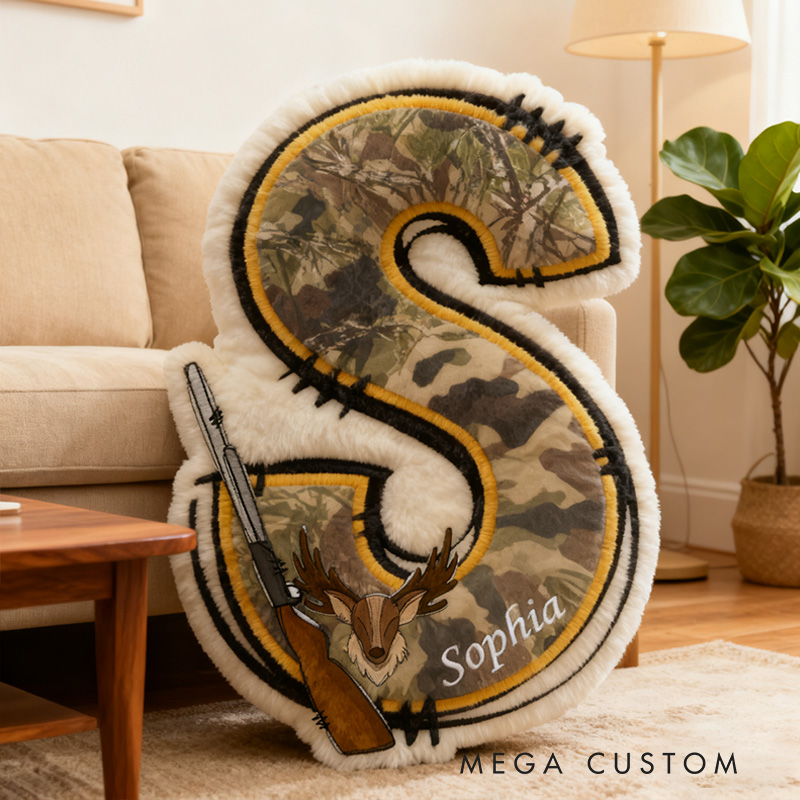 Personalized Hunting Letter Pillow Custom Outdoor Hunting Pillow Gift for Family Pillow Gift for Hunting Lover
