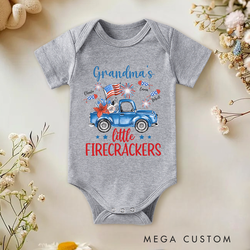 Personalized Patriotic 4th Of July Grandma Grandkid Name Baby Onesie Patriotic Gift for Grandma