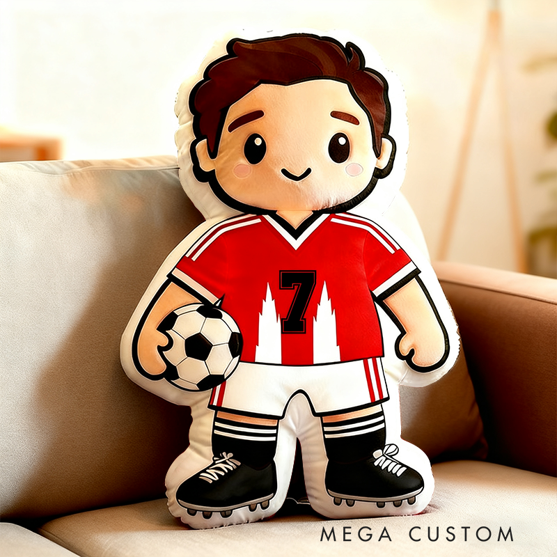 Personalized Soccer Player Pillow with Custom Name and Jersey Number