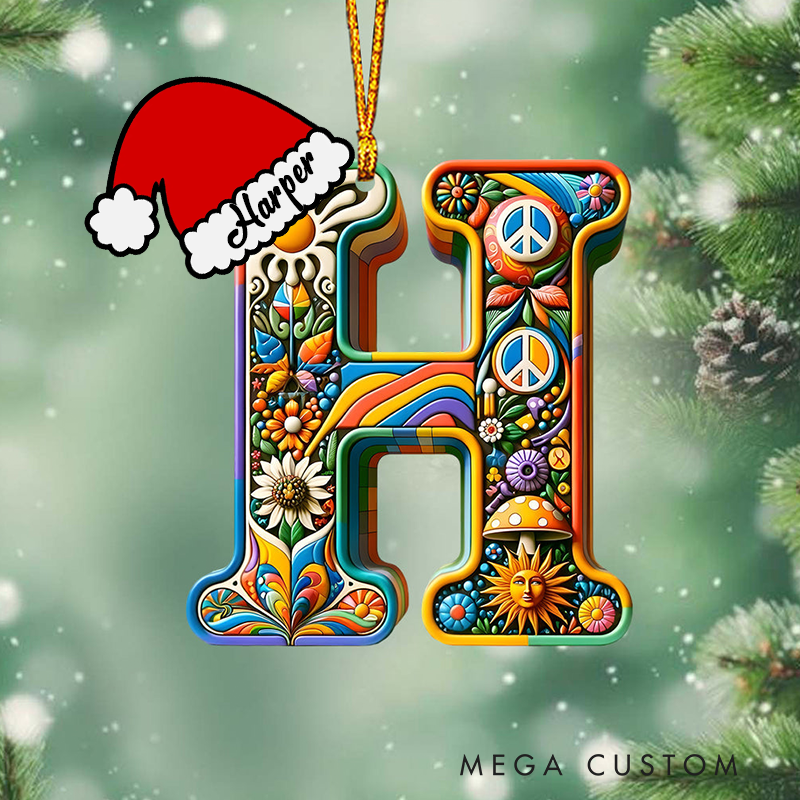 Personalized Beautiful Hippie Letter Ornament Custom Hippie Ornament