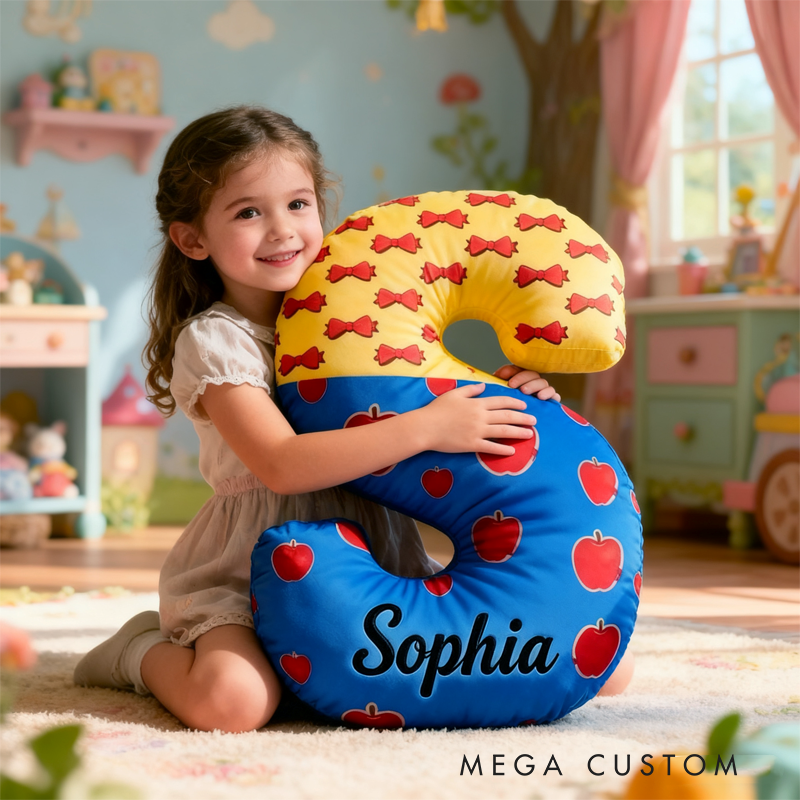 Personalized Cute Fairy Tale Style Initial Name Pillow Christmas Gift for Kids Family