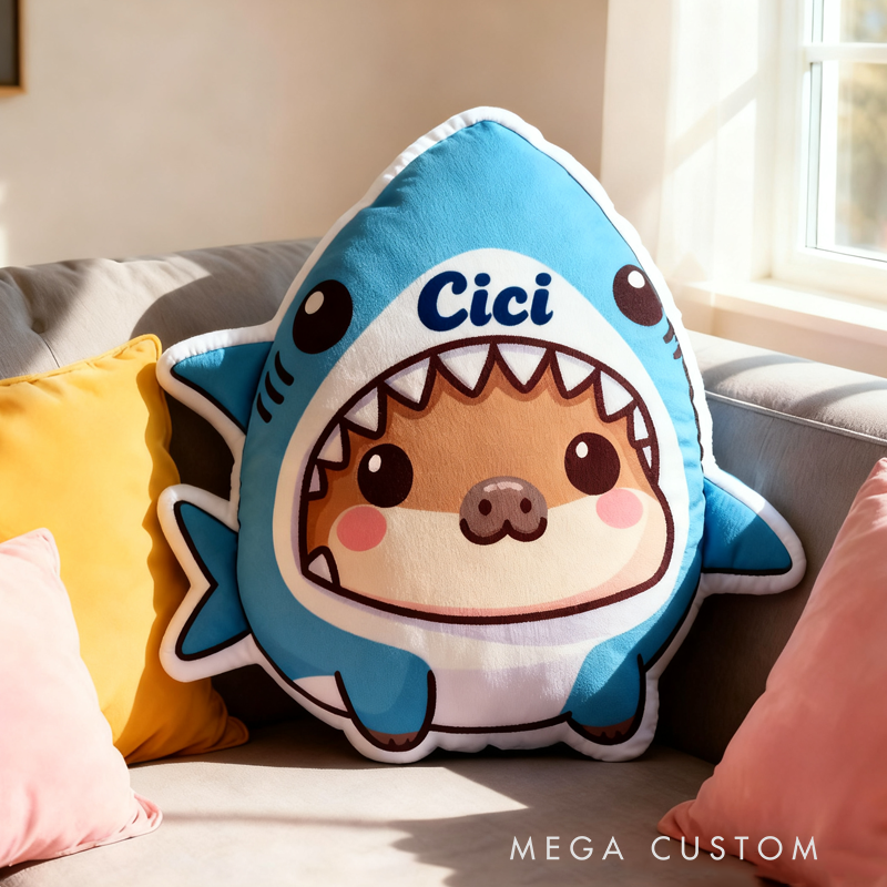 Personalized Cute Kapibala Initial Name Pillow Christmas Gift for Kids Family