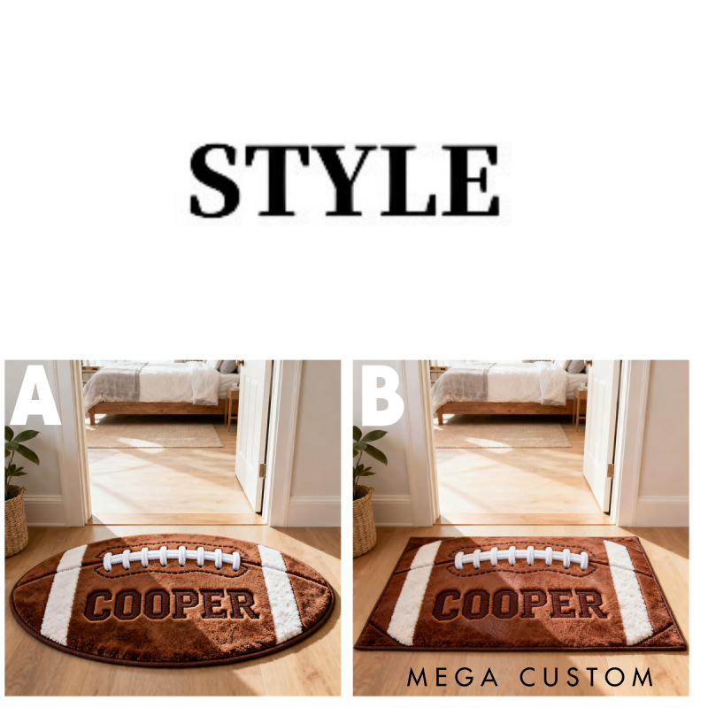 Personalized Football Shaped Door Mat with Custom Name for Football Fans