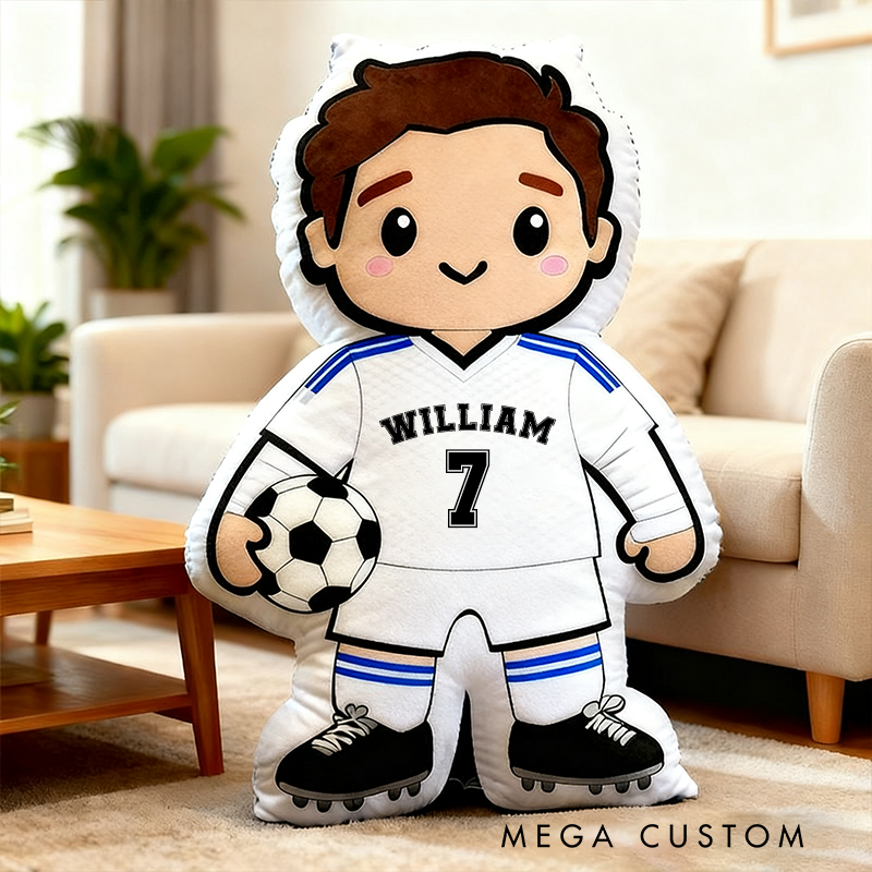 Personalized Soccer Player Pillow with Custom Jersey Number