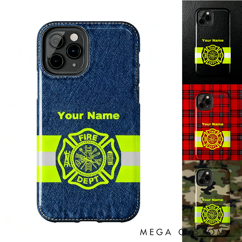 Personalized Firefighter Phone Case with Custom Name and Fire Dept Emblem Perfect Gift for Firefighters