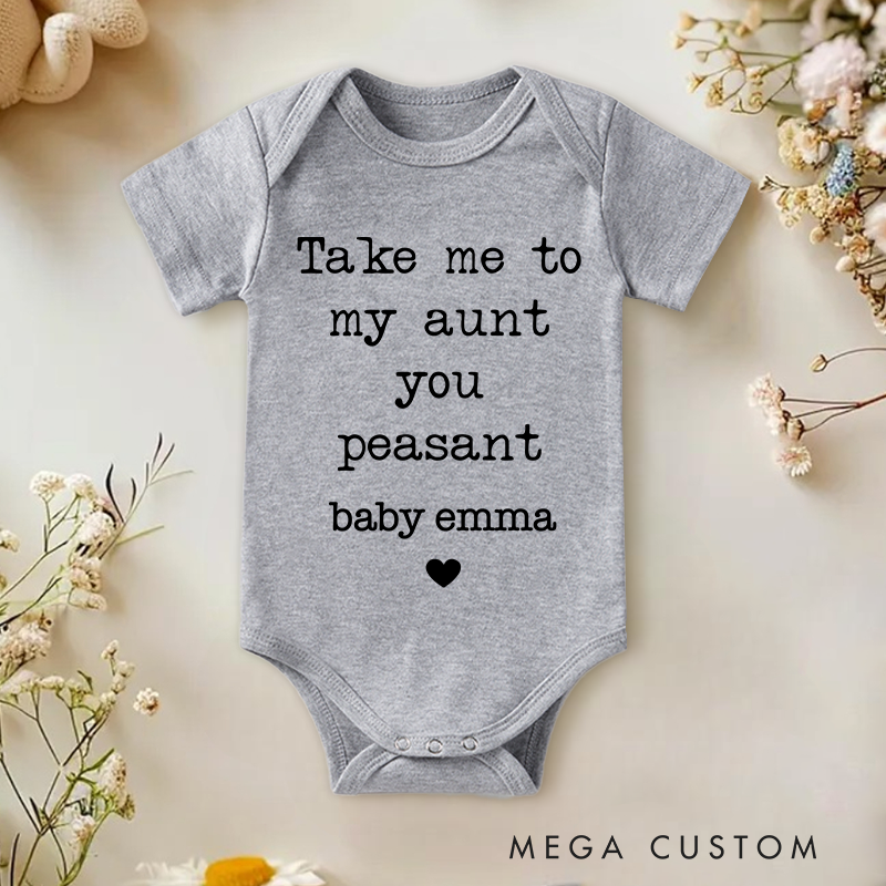 Personalized Take Me To My Aunt Peasant Baby Onesie Baby Shower Gift
