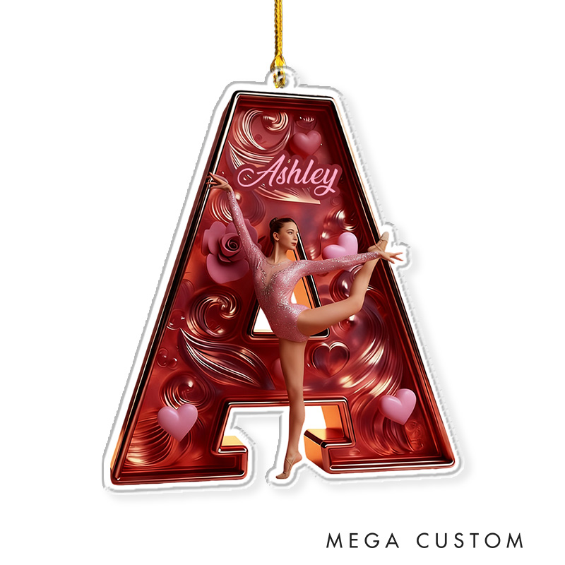 Personalized Flora Gymnastic Alphabet Acrylic Ornament Gymnastic Dance Lovers Christmas Gift Dancer Xmas Gift Christmas Decor