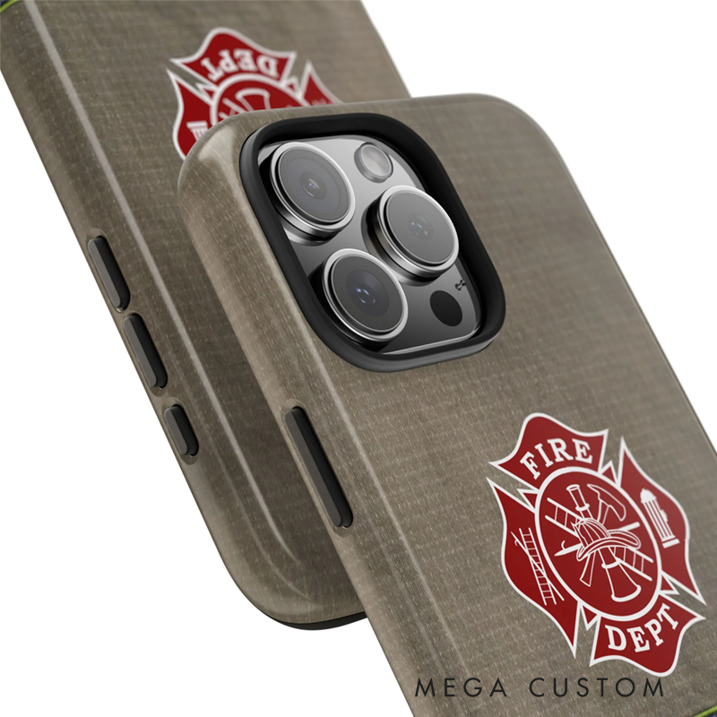 Personalized Firefighter Phone Case with Fire Dept Emblem and Reflective Stripe Thoughtful Gift for Firefighters and Fire Rescue